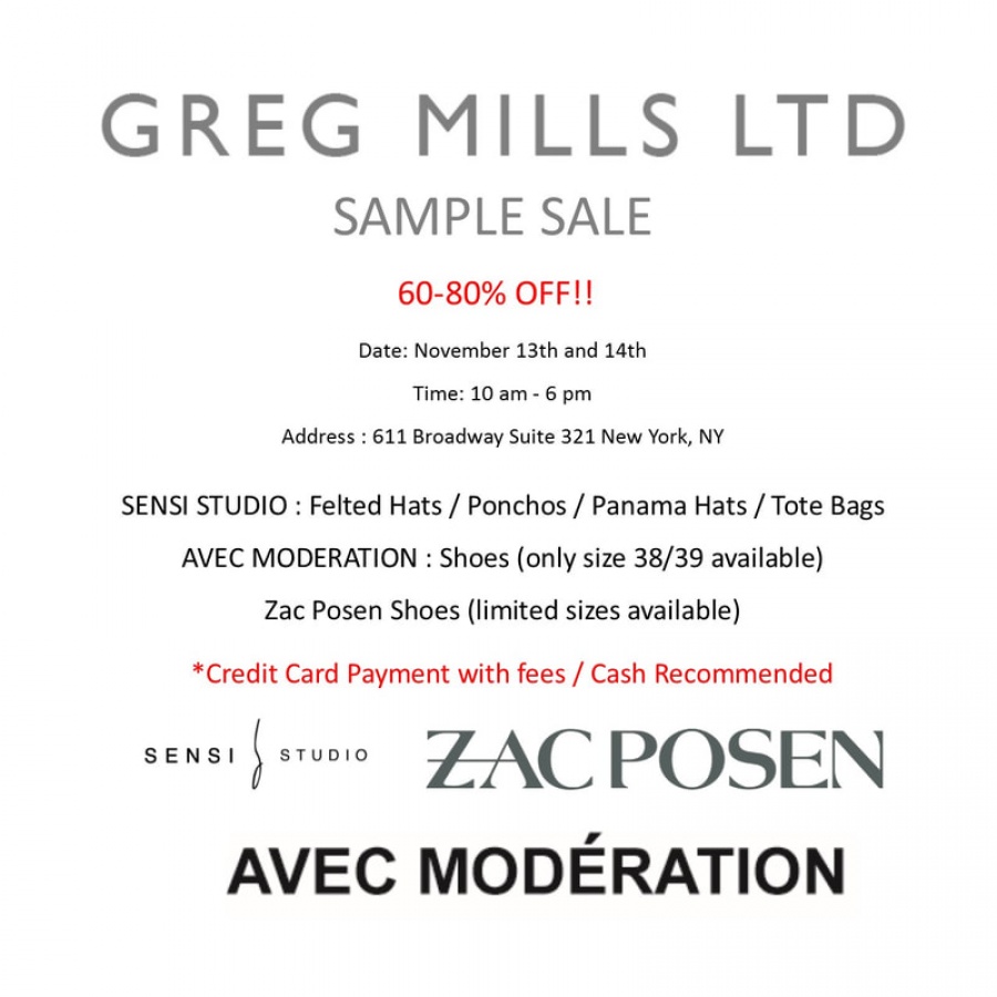 Greg Mills Sample Sale