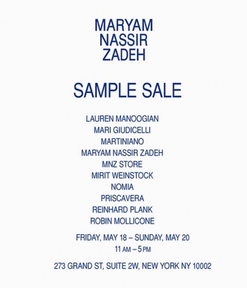 Maryam Nassir Zadeh and Friends Sample Sale