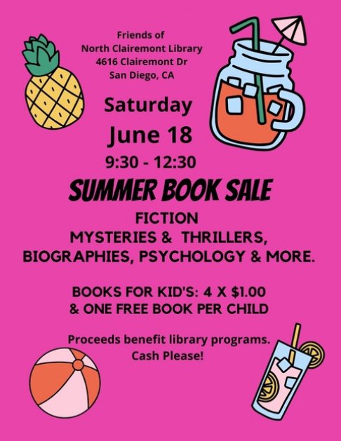 Friends of N. Clairemont Public Library Monthly Book Sale