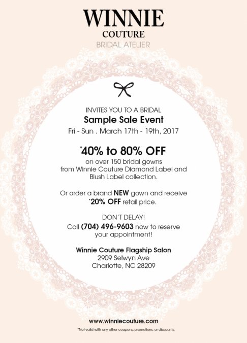 Winnie Couture Charlotte sample sale