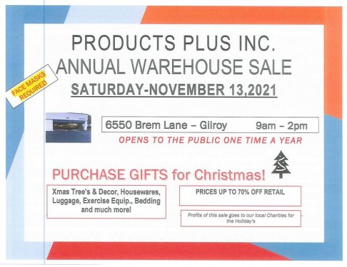 Products Plus Annual Warehouse Sale