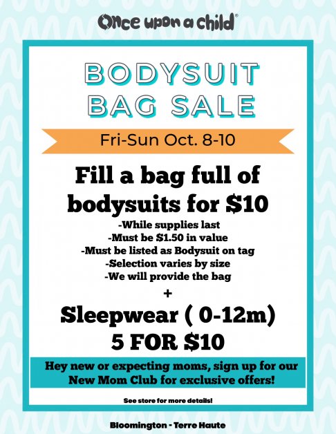 Once Upon A Child Bodysuit Bag Sale - Terre Haute,IN