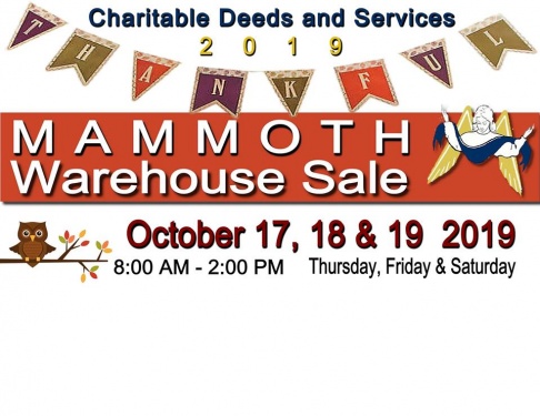 Charitable Deeds & Services October Mammoth Warehouse Sale