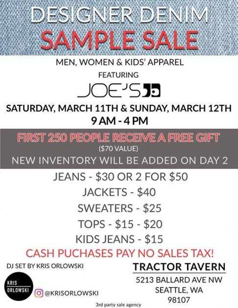 Designer Sample Sale Ft Joes Jeans