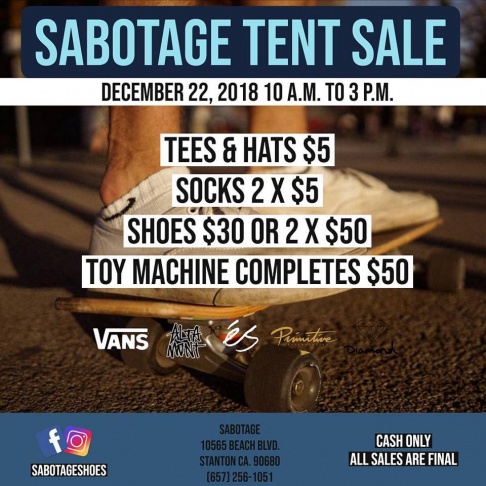 Sabotage Tent Sale