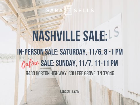 Sara Sells November Warehouse Sale - Nashville