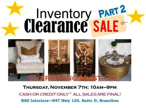 RSZ Interiors Inventory Clearance Sale