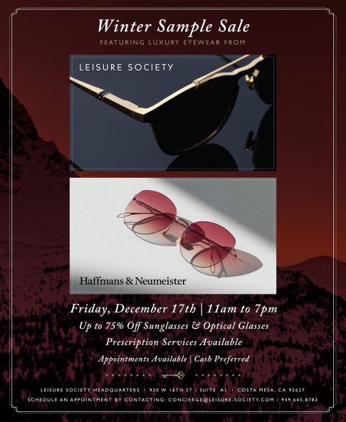 Leisure Society and Haffmans & Neumeister Eyewear Winter Sample Sale 