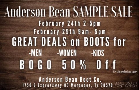 Anderson Bean SAMPLE SALE! 
