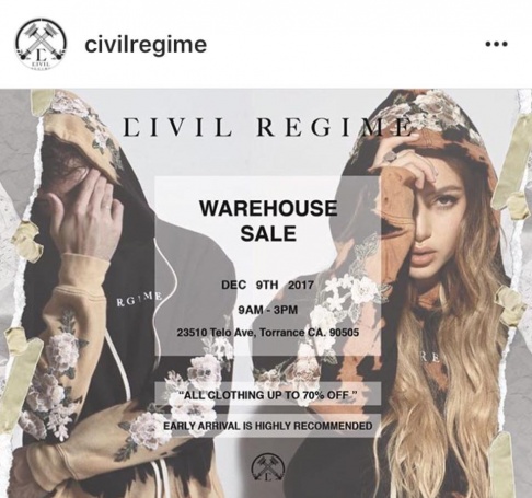 Civil Regime Holiday Warehouse Sale